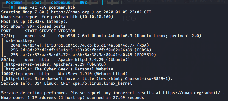 Initial NMAP scan